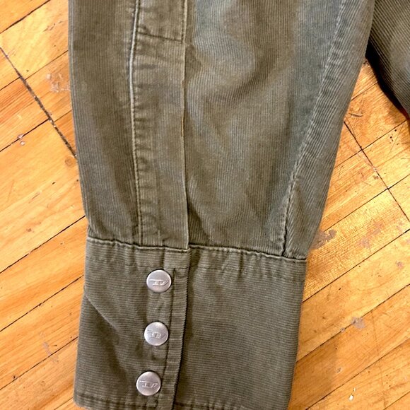 VINTAGE KHAKI DIESEL WESTERN STYLE PRE-WASHED CORDUROY SHIRT - Picture 6 of 9